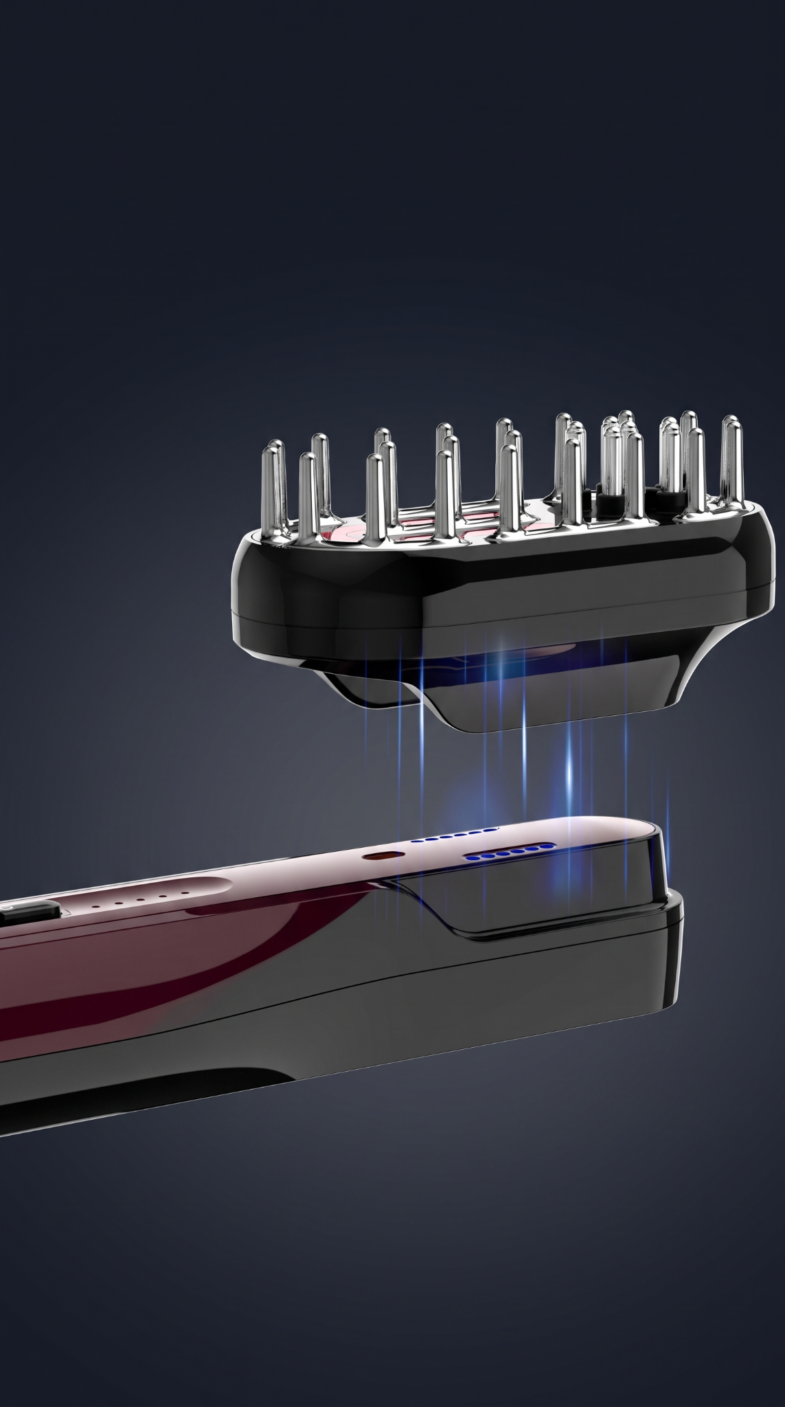 Close-up illustration of the Céliane magnetic scalp attachment connection